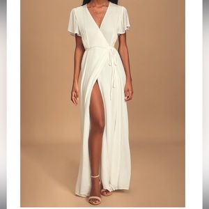Lulus New with Tags Heart of Marigold White Wrap Maxi Dress